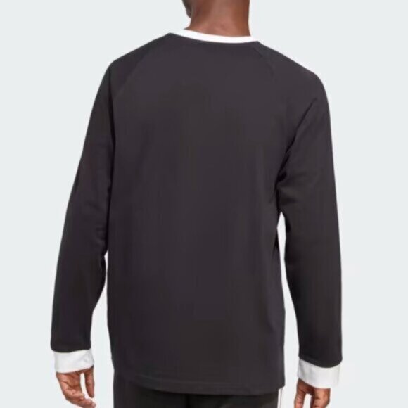 Adidas Adicolor Long Sleeve Black & White Slim Fit T-Shirt 3-Stripes  Men’s 2XL - Picture 3 of 10